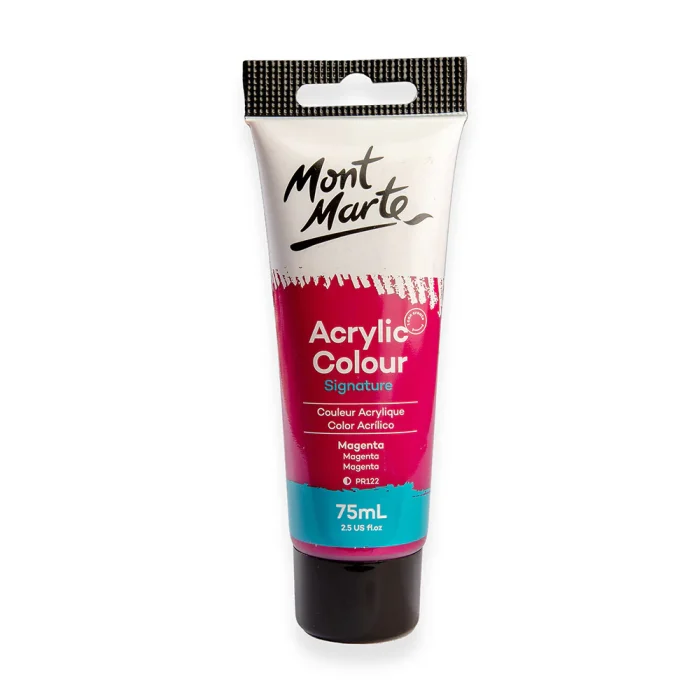 Mont-Marte-Acrylic-Colour-Signature-75ml-Tube-MSCH7513-V07-F Acrylic Colour Paint Signature 75ml (2.5 US fl.oz) Tube - Magenta SKU: MSCH7513 - Image 1