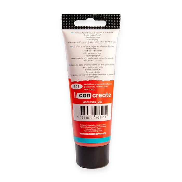 MONT MARTE Acrylic Colour Paint Signature 75ml (2.5 US fl.oz) Tube - Vermilion SKU: MSCH7509 - Image 3