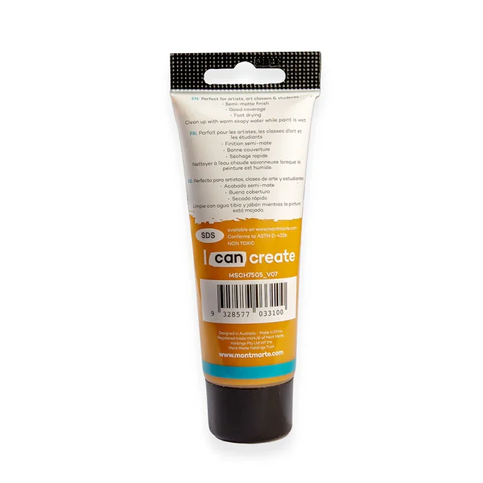 MONT MARTE Acrylic Colour Paint Signature 75ml (2.5 US fl.oz) Tube - Yellow Ochre SKU: MSCH7505 - Image 3