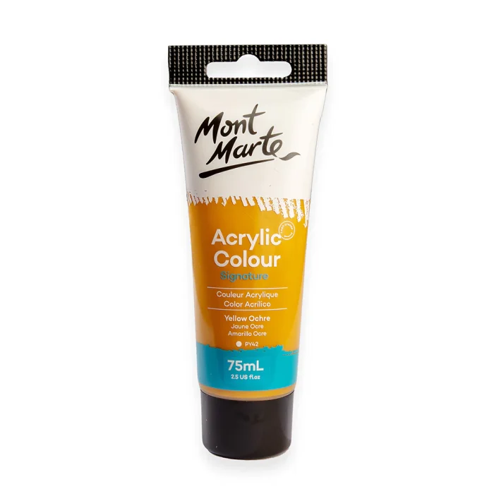 Mont-Marte-Acrylic-Colour-Signature-75ml-Tube-Yellow-Ochre-MSCH7505-F MONT MARTE Acrylic Colour Paint Signature 75ml (2.5 US fl.oz) Tube - Yellow Ochre SKU: MSCH7505 - Image 1