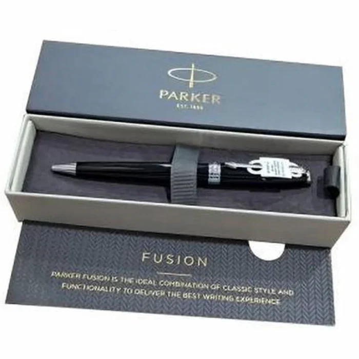 Parker Fusion Lacque Black CHROME TRIM Ballpoint Pen - Image 2