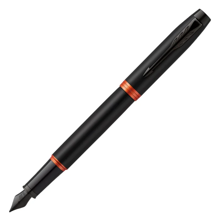 Parker IM Vibrant Rings Fountain Pen - Flame Orange Black TRIM (M) - Image 3