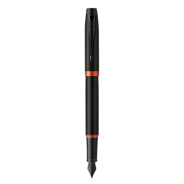 Parker IM Vibrant Rings Fountain Pen - Flame Orange Black TRIM (M) - Image 4