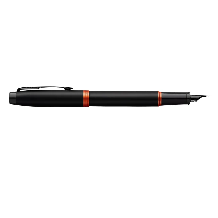Parker IM Vibrant Rings Fountain Pen - Flame Orange Black TRIM (M) - Image 6