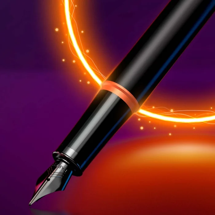 Parker IM Vibrant Rings Fountain Pen - Flame Orange Black TRIM (M) - Image 9