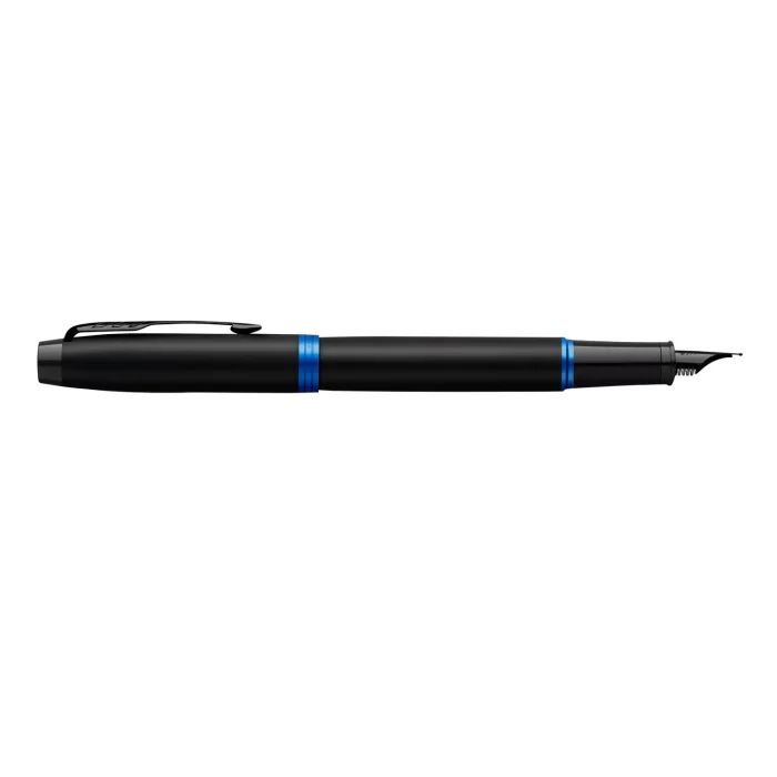 Parker IM Vibrant Rings Fountain Pen - Marine Blue Black TRIM (M) - Image 3