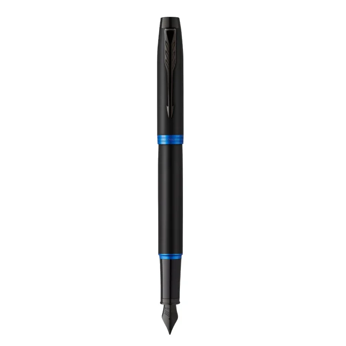 Parker IM Vibrant Rings Fountain Pen - Marine Blue Black TRIM (M) - Image 4