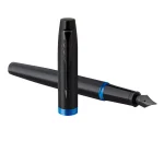 Parker IM Vibrant Rings Fountain Pen - Marine Blue Black TRIM (M) - Image 6