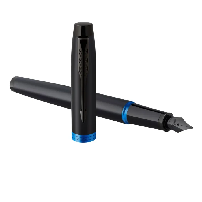 Parker IM Vibrant Rings Fountain Pen - Marine Blue Black TRIM (M) - Image 6