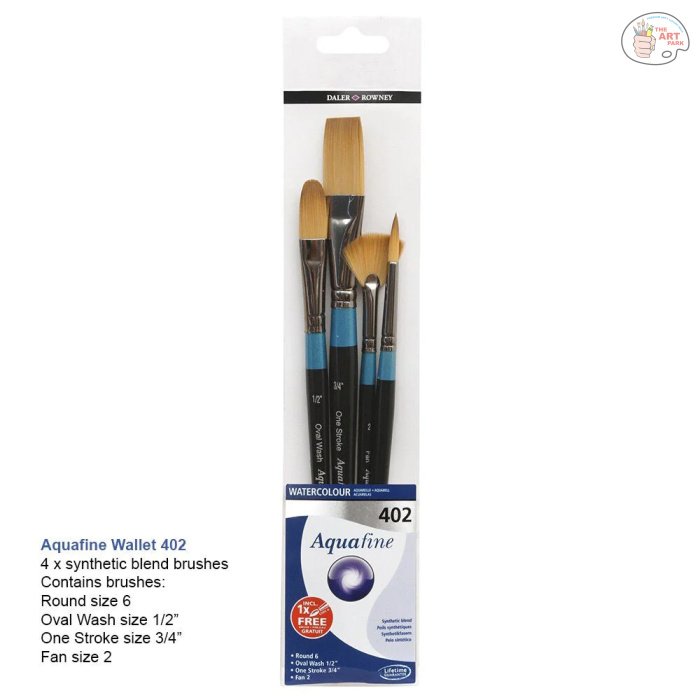 Daler-Rowney Aquafine Watercolour Brush 402 SH Wallet of 4 BRUSH SET - Image 4