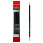 FABER CASTELL BLACK MATT HB GRADE PENCIL, ERASER TIP PENCIL