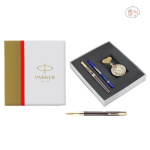 PARKER ASTER LACQUE BLACK GOLD TRIM ROLLER BALLPEN WITH FREE POCKET WATCH - Image 5