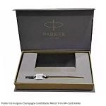 PARKER INSIGNIA CHAMPGNE GOLD  BLACK METAL TRIM BALLPEN WITH KEYCHAIN - Image 5