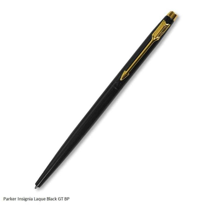 PARKER INSIGNIA LAQUE BLACK   GOLD TRIM BALLPOINT PEN SLIM - Image 1