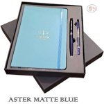 parker aster Matte black gold trim roller ball pen with free SKY BLUE LARGE notebook