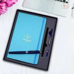 parker aster Matte black gold trim roller ball pen with free SKY BLUE LARGE notebook - Image 6