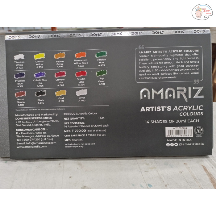DOMS AMARIZ ARTIST'S ACRYLIC COLOUR SET 0F 14 20ML - Image 4