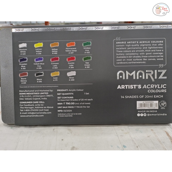 DOMS AMARIZ ARTIST'S ACRYLIC COLOUR SET 0F 14 20ML - Image 2