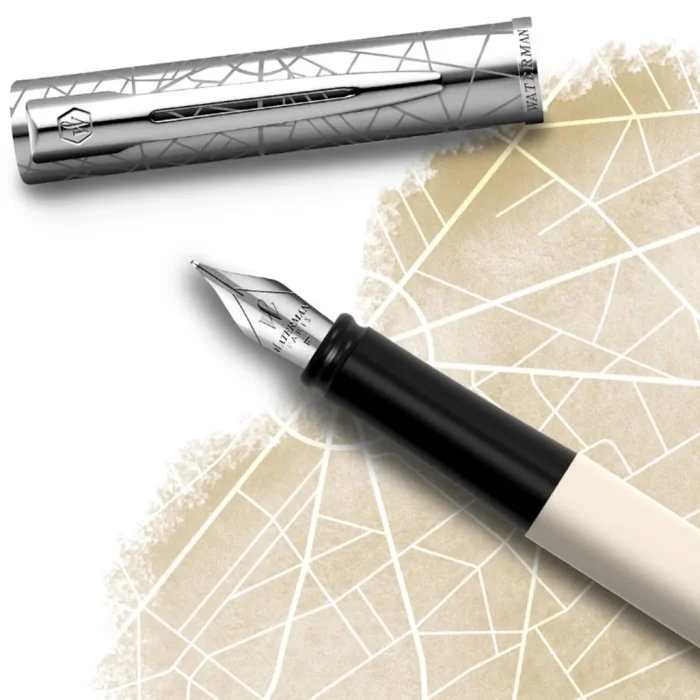 Waterman Allure Deluxe White CHROME TRIM (F) Fountain Pen - Image 4