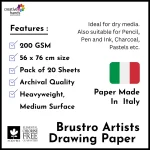 Brustro Artists' Drawing Paper 200 gsm 56 x 76 cm (20 sheets) - Image 4
