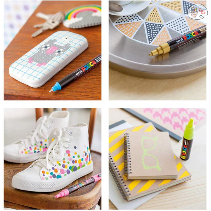 Uniball Posca 5M Markers with Medium Point 1.8MM-2.5MM Pen Tip (Fabric, Glass Paint, Metal Paint) SET OF 16 - Image 4