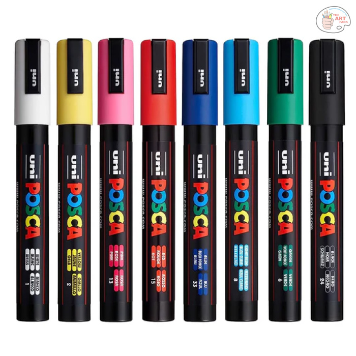 Uniball Posca 5M Markers with Medium Point 1.8MM-2.5MM Pen Tip (Fabric, Glass Paint, Metal Paint) SET OF 16 - Image 6
