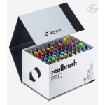 Karin Mega Box Plus – 72 Colours + 3 Blenders, Brush Marker Pro – Water-Based Brushpens Suitable for Painting, Drawing and Handlettering, Multi-Colour, Neon Colours Included