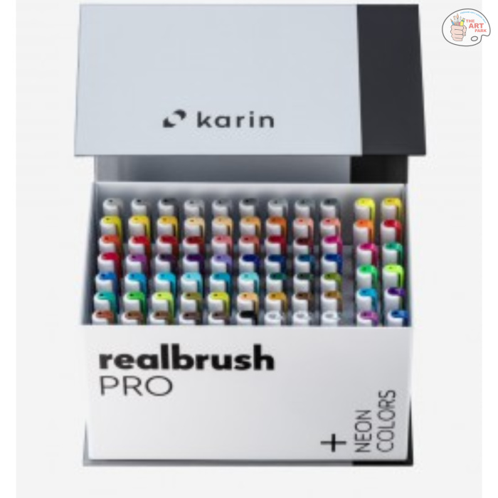 Karin Mega Box Plus – 72 Colours + 3 Blenders, Brush Marker Pro – Water-Based Brushpens Suitable for Painting, Drawing and Handlettering, Multi-Colour, Neon Colours Included - Image 2