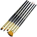 DERWENT ACADEMY TAKLON PAINT BRUSHES LONG HANDLE PACK 6 - Image 6