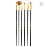 DERWENT ACADEMY TAKLON PAINT BRUSHES LONG HANDLE PACK 6 - Image 3