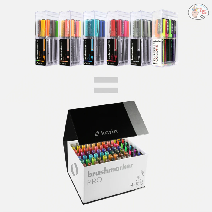 Karin Mega Box Plus – 72 Colours + 3 Blenders, Brush Marker Pro – Water-Based Brushpens Suitable for Painting, Drawing and Handlettering, Multi-Colour, Neon Colours Included - Image 4
