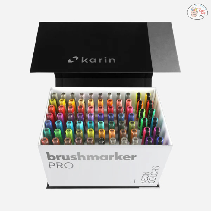 Karin Mega Box Plus – 72 Colours + 3 Blenders, Brush Marker Pro – Water-Based Brushpens Suitable for Painting, Drawing and Handlettering, Multi-Colour, Neon Colours Included - Image 5