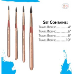 Princeton Neptune Short Handle Travel Round Paintbrush Set (4 x Brushes) - Image 3