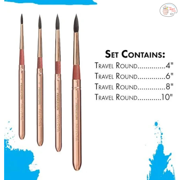 Princeton Neptune Short Handle Travel Round Paintbrush Set (4 x Brushes) - Image 3