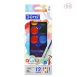 Doms Water Colour Cakes 30mm12 Shades Free Brush Inside