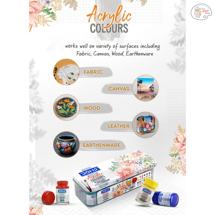 DOMS ACRYLIC COLOUR 12 SHADES AND 2 BRUSHES FREE - Image 2