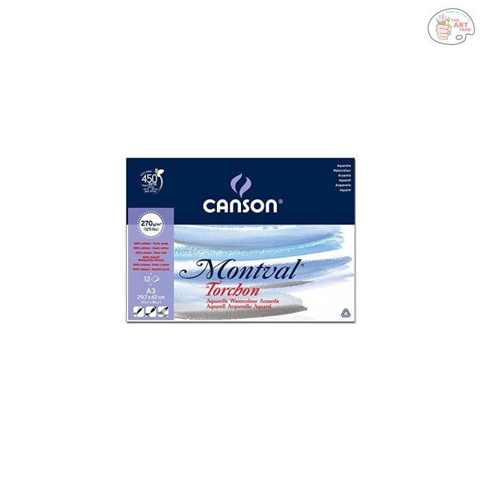 200807325 Canson Montval Torchon 270 GSM A3 Pad of 12 Rough / Snowy Grain Sheets - Image 1