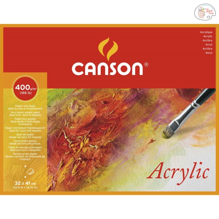 Pack Acrylic 4C Canson Acrylic Paper - Cold Press 400 GSM - 32 x 41 cm or 12.6 x 16.14'' - Block of 50 Sheets - Image 1