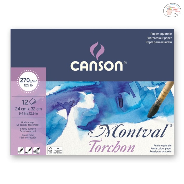 200807771 Canson Montval Torcbon Glued Pad Snowy Grain 24 x 32cm 270gsm 12 sheets - Image 1