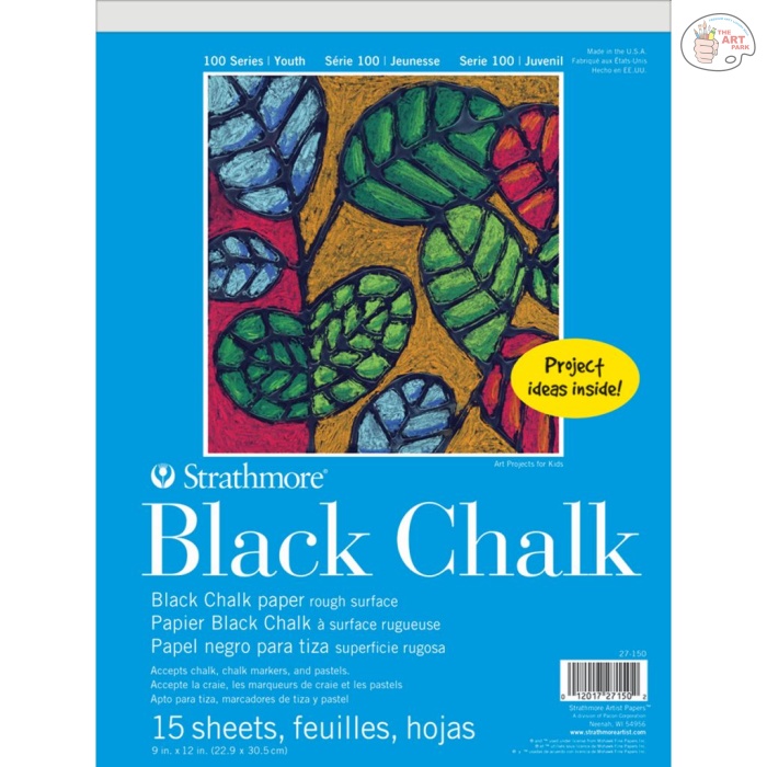 27-150 Strathmore 100 Series Black Chalk 9'' x 12'' Black Rough Pad of 15 Sheets - Image 1