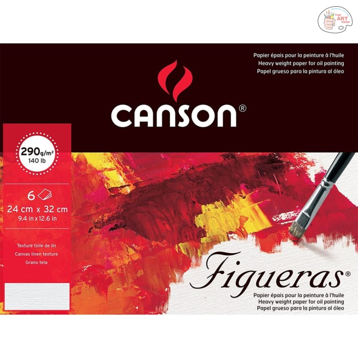 400056375 Canson Figueras Oil Paper - Canvas Grain 290 GSM - 24 x 32 cm or 9.4 x 12.6'' - Art Folder of 6 Sheets - Image 1