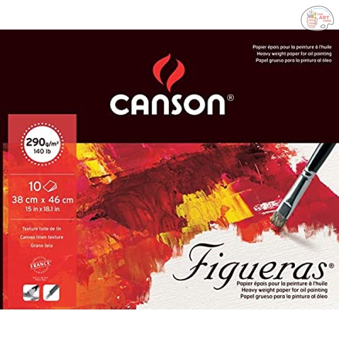 51IDu9jUwxS Canson Figueras Oil 290 GSM Canvas Grain 38 x 46 CM Paper Pad (Natural White, 10 Sheets) - Image 1