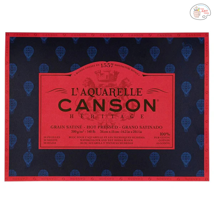 614f0HhueTS._SL1000_grande CANSON HERITAGE HOT PRESSED 300 GSM COTTON 36 x 51cm PAPER PAD 20 SHEETS - Image 1