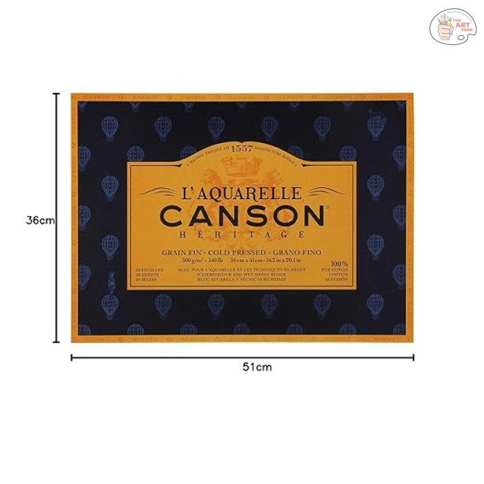 717nG4Lz1DL._SX569_ Canson Heritage Cotton 300 GSM Cold Pressed 36 x 51 CM Paper Block(White, 20 Sheets) - Image 1