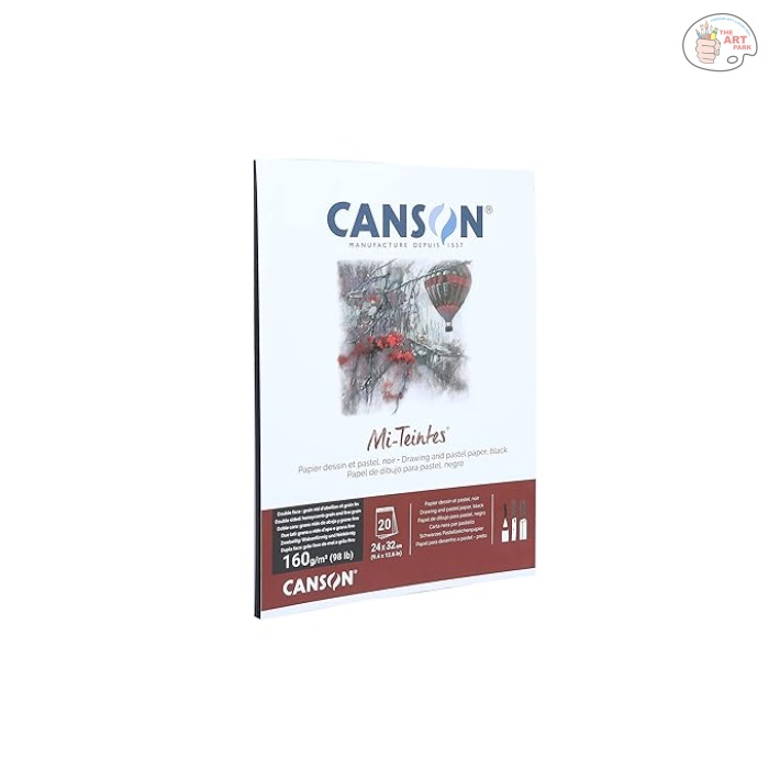 Canson Mi-Teintes 160 GSM Honeycomb Grain 24 x 32 CM Drawing & Pastel Paper Glued Pad (20 Sheets, Black) - Image 2