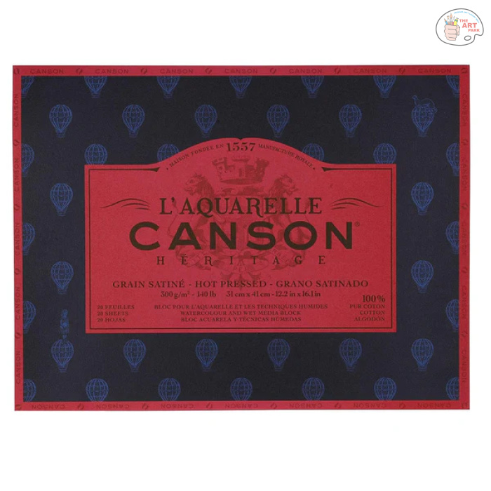 71PK5_jXLFL._SL1500_grande CANSON HERITAGE HOT PRESSED COTTON 300GSM 31 X 41CM PAPER PAD 20 SHEETS - Image 1