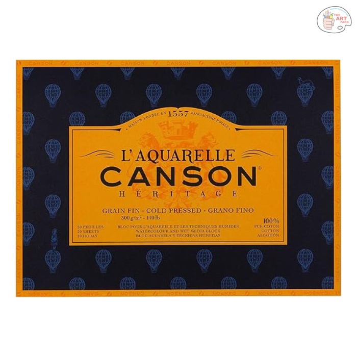 CANSON - L'AQUARELLE HERITAGE GLUED PAD COLD PRESSED Cotton (26 X 36 CM) 20 sheets - Image 1