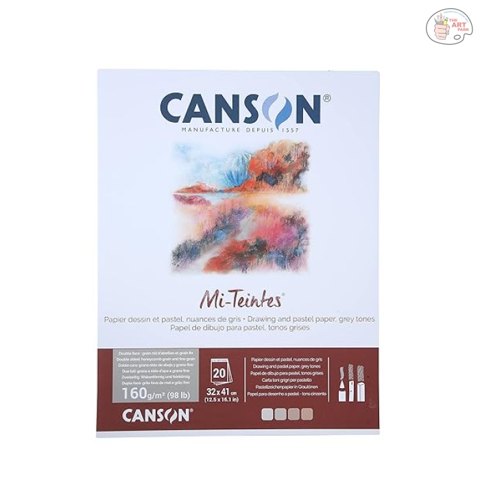 81OZDTAgUXL._SY606_ Canson Mi-Teintes 160 GSM Honeycomb Grain 32 x 41 CM Drawing & Pastel Paper Glued Pad (20 Sheets, Grey Tones) - Image 1