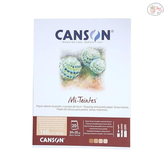 81Sq959AdvL._SY606_ Canson Mi-Teintes 160 GSM Honeycomb Grain 24 x 32 CM Drawing & Pastel Paper Glued Pad (20 Sheets, Brown Tones) - Image 1