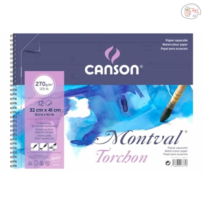 901cb5c08d8d20100da438cc82f73110__canson Torchon 32x41cm 270gsm 12 sheets spiral on short Side CANSON MONTVAL WATER COLOUR ALBUMS SPIRAL 12 SHEETS 1SG COLD PRESSED 270 GSM 25% COTTON 32 x 41 CM - Image 1